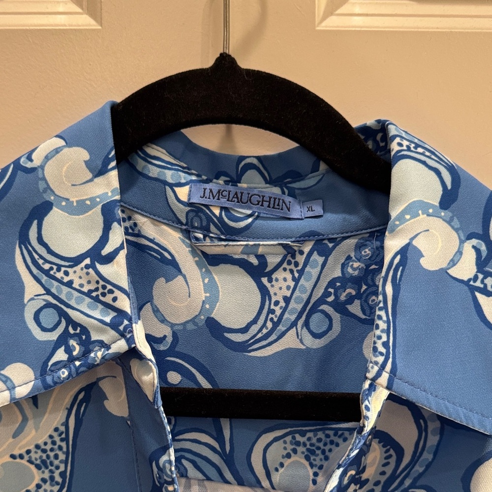 J. McLaughlin Blue and White Floral Belted Jumpsuit - Picture 2 of 7